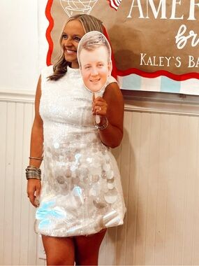 White Sequin Mini Dress with Oversized Paillettes